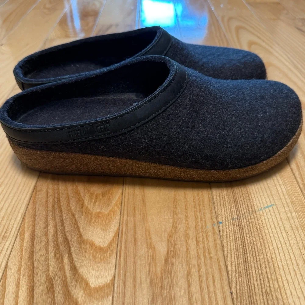 Haflinger GZL Leather Trim Wool Clogs Hard Sole Slippers EU 46 US Men's 13